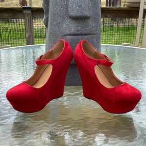 Red Suede Platform Shoes